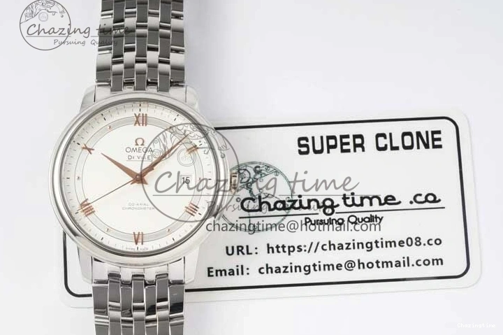 0503 Casual De Ville SS DIWF 1:1 Best Edition White Dial RG Markers on SS Bracelet MIYOTA 7847